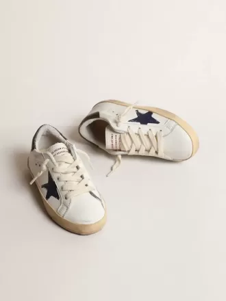 Super-Star Junior en cuir nappa avec étoile imprimée et languette noire au talon Super-Star Junior en cuir nappa avec étoile imprimée et languette noire au talon