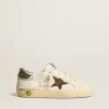 Super-Star Young en cuir nappa avec étoile en daim et languette verte au talon