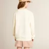 Sweat-shirt blanc vieilli avec inscription multicolore Golden sur le devant