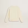 Sweat-shirt blanc vieilli avec inscription multicolore Golden sur le devant