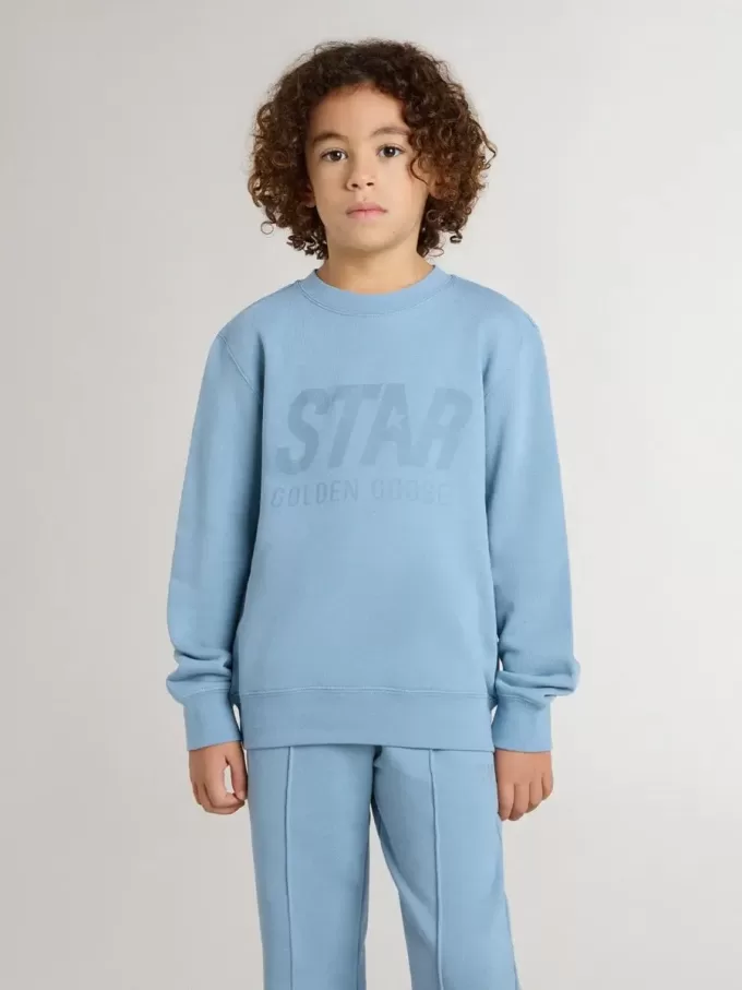 Sweat-shirt bleu clair pour garçon avec inscription sur le devant
