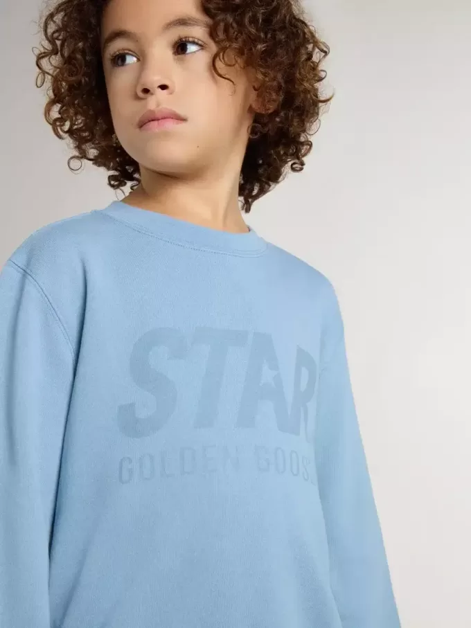 Sweat-shirt bleu clair pour garçon avec inscription sur le devant