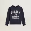 Sweat-shirt bleu foncé pour garçon avec imprimé blanc Sweat-shirt bleu foncé pour garçon avec imprimé blanc