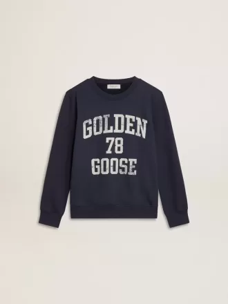 Sweat-shirt bleu foncé pour garçon avec imprimé blanc