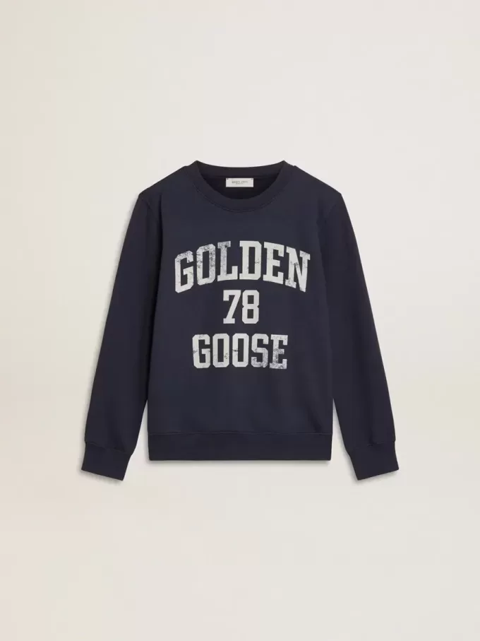 Sweat-shirt bleu foncé pour garçon avec imprimé blanc Sweat-shirt bleu foncé pour garçon avec imprimé blanc