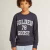 Sweat-shirt bleu foncé pour garçon avec imprimé blanc Sweat-shirt bleu foncé pour garçon avec imprimé blanc