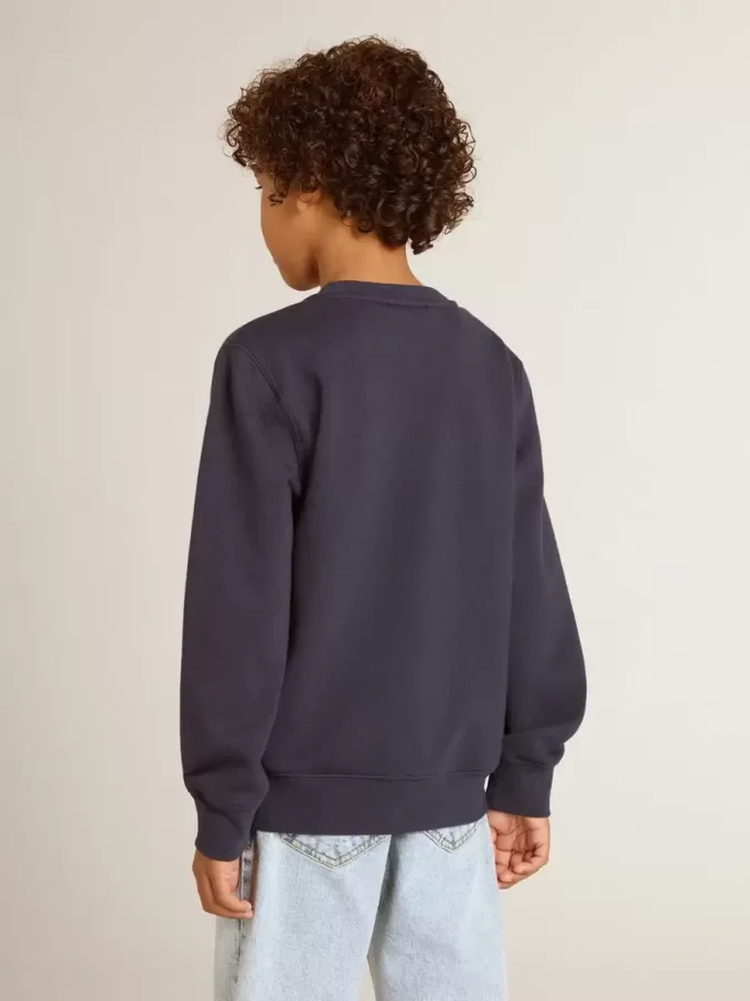 Sweat-shirt bleu foncé pour garçon avec imprimé blanc Sweat-shirt bleu foncé pour garçon avec imprimé blanc