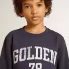 Sweat-shirt bleu foncé pour garçon avec imprimé blanc Sweat-shirt bleu foncé pour garçon avec imprimé blanc