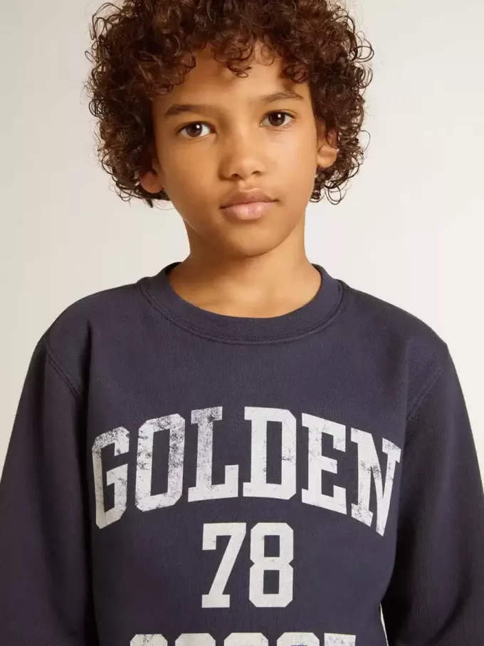 Sweat-shirt bleu foncé pour garçon avec imprimé blanc Sweat-shirt bleu foncé pour garçon avec imprimé blanc