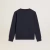 Sweat-shirt bleu foncé pour garçon avec imprimé blanc Sweat-shirt bleu foncé pour garçon avec imprimé blanc