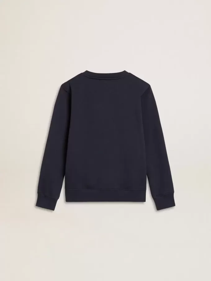 Sweat-shirt bleu foncé pour garçon avec imprimé blanc Sweat-shirt bleu foncé pour garçon avec imprimé blanc