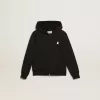 Sweat-shirt à capuche noir avec étoile et logo blancs contrastés