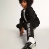 Sweat-shirt à capuche noir avec étoile et logo blancs contrastés