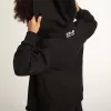 Sweat-shirt à capuche noir avec étoile et logo blancs contrastés