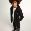 Sweat-shirt à capuche noir avec étoile et logo blancs contrastés