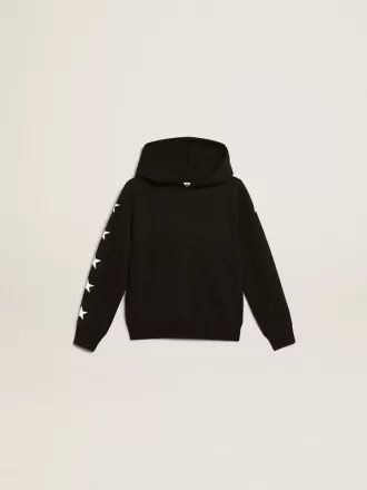 Sweat-shirt à capuche pour garçon, de couleur noire avec des étoiles blanches contrastantes