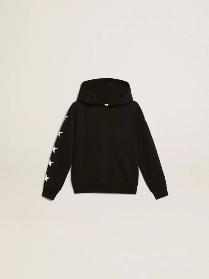 Sweat-shirt à capuche pour garçon, de couleur noire avec des étoiles blanches contrastantes Sweat-shirt à capuche pour garçon, de couleur noire avec des étoiles blanches contrastantes