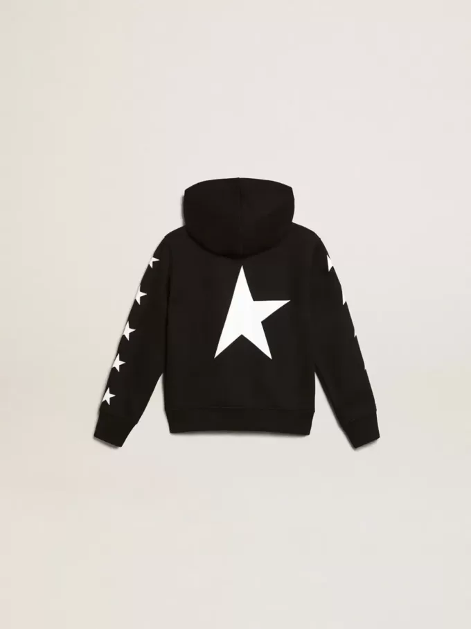 Sweat-shirt à capuche pour garçon, de couleur noire avec des étoiles blanches contrastantes Sweat-shirt à capuche pour garçon, de couleur noire avec des étoiles blanches contrastantes