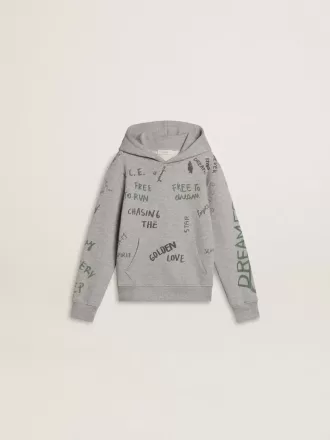 Sweat-shirt gris pour enfant avec inscription multicolore imprimée