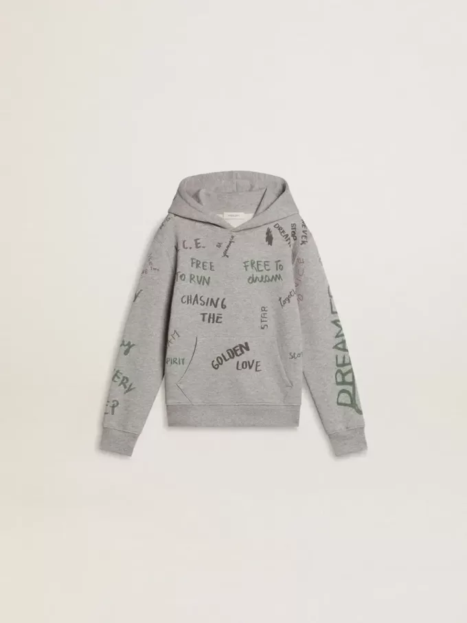 Sweat-shirt gris pour enfant avec inscription multicolore imprimée