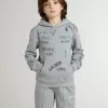 Sweat-shirt gris pour enfant avec inscription multicolore imprimée