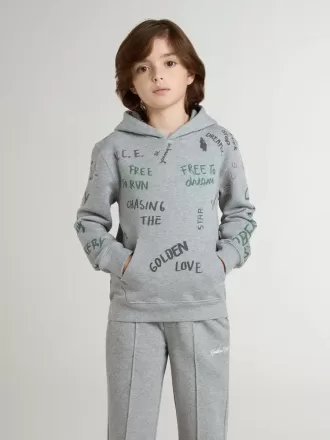 Sweat-shirt gris pour enfant avec inscription multicolore imprimée