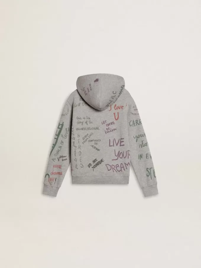 Sweat-shirt gris pour enfant avec inscription multicolore imprimée