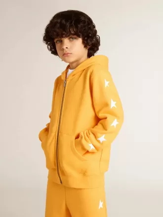 Sweat-shirt orange pour garçon avec fermeture à glissière