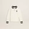 Sweat-shirt polo blanc en coton pour enfant, avec broderie sur la poitrine et imprimé dans le dos.
