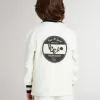Sweat-shirt polo blanc en coton pour enfant, avec broderie sur la poitrine et imprimé dans le dos.