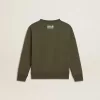 Sweat-shirt vert foncé pour garçon avec une grande étoile blanche sur le devant