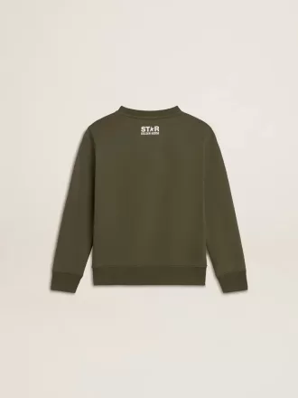 Sweat-shirt vert foncé pour garçon avec une grande étoile blanche sur le devant