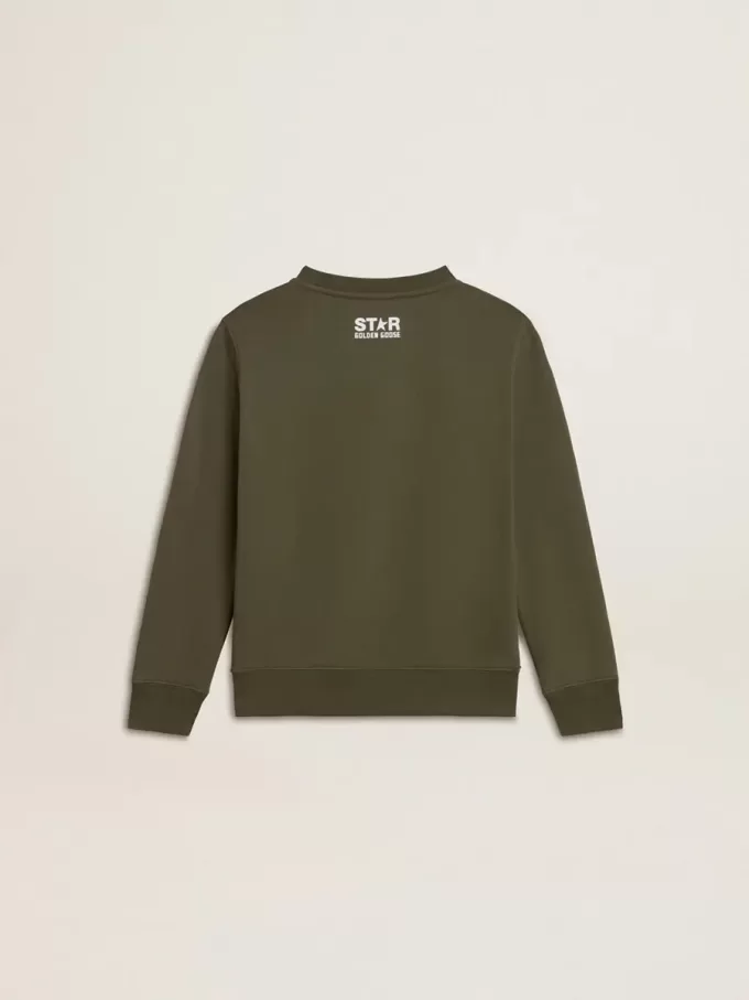Sweat-shirt vert foncé pour garçon avec une grande étoile blanche sur le devant