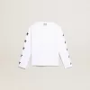 T-shirt blanc à manches longues avec étoiles noires contrastées