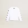 T-shirt blanc à manches longues avec étoiles noires contrastées
