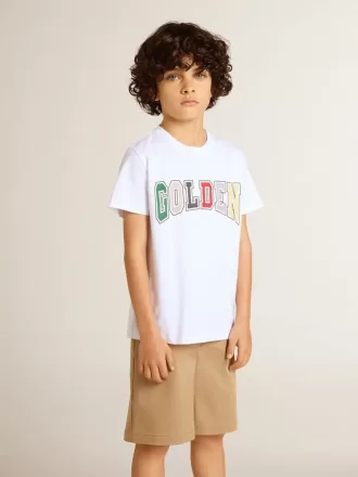 t shirt blanc pour garon avec imprim multicolore dor 2 330x440 - T-shirt blanc pour gar&ccedil;on avec imprim&eacute; multicolore dor&eacute;