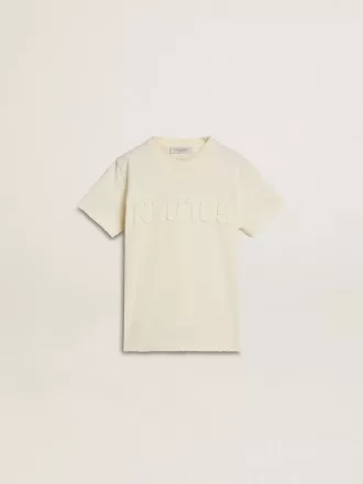 T-shirt crème pour garçon avec logo en relief
