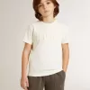 T-shirt crème pour garçon avec logo en relief