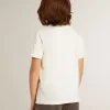 T-shirt crème pour garçon avec logo en relief