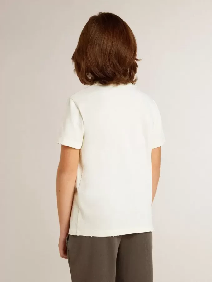 T-shirt crème pour garçon avec logo en relief