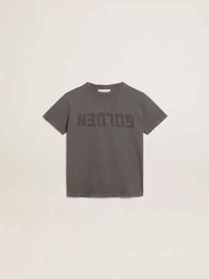 T-shirt gris pour garçon avec effet vieilli