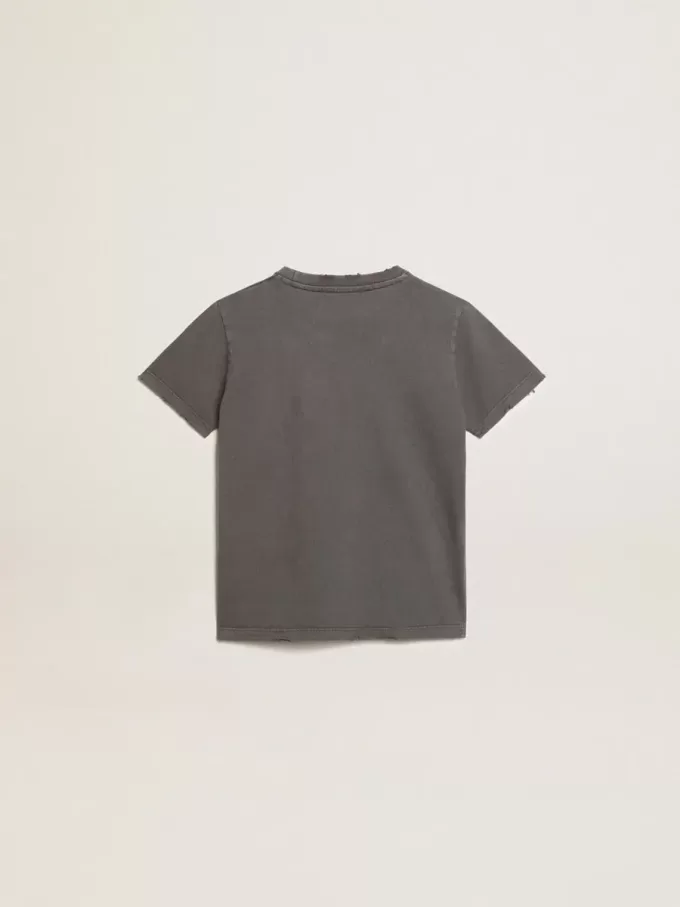 T-shirt gris pour garçon avec effet vieilli
