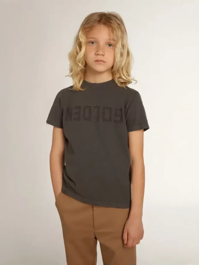 T-shirt gris pour garçon avec effet vieilli