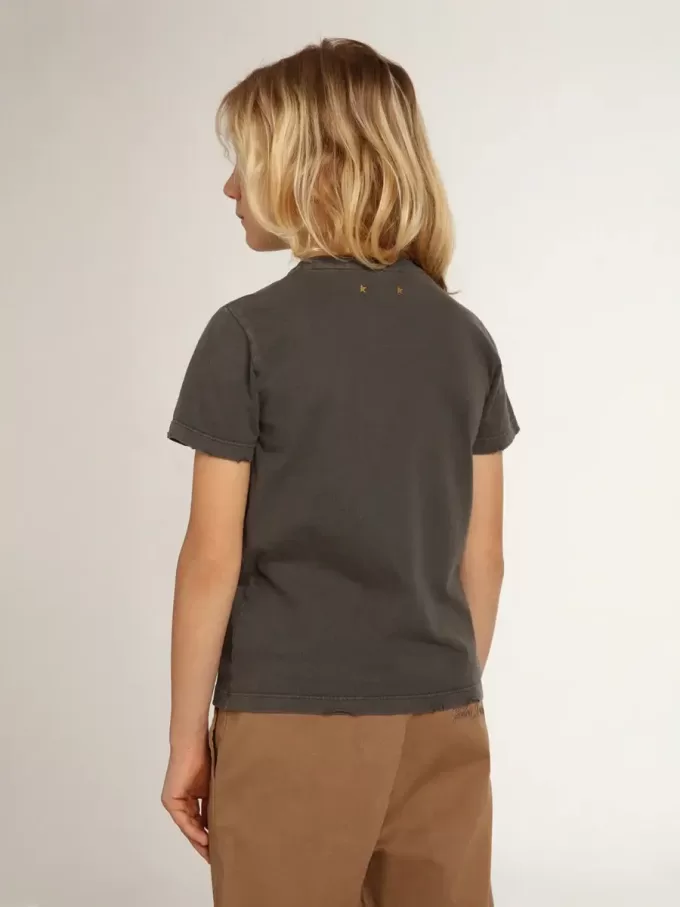 T-shirt gris pour garçon avec effet vieilli