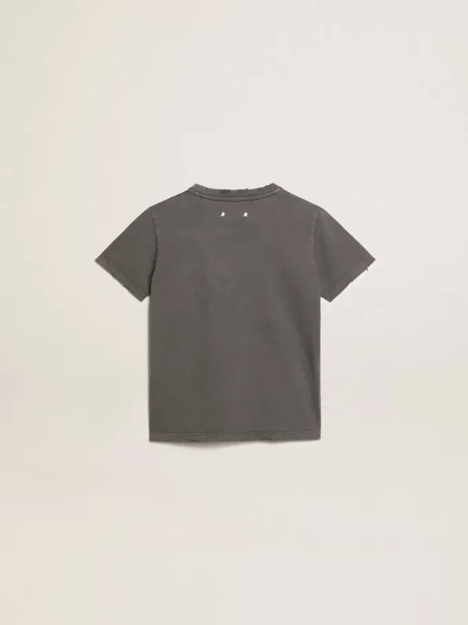 T-shirt gris pour garçon avec effet vieilli