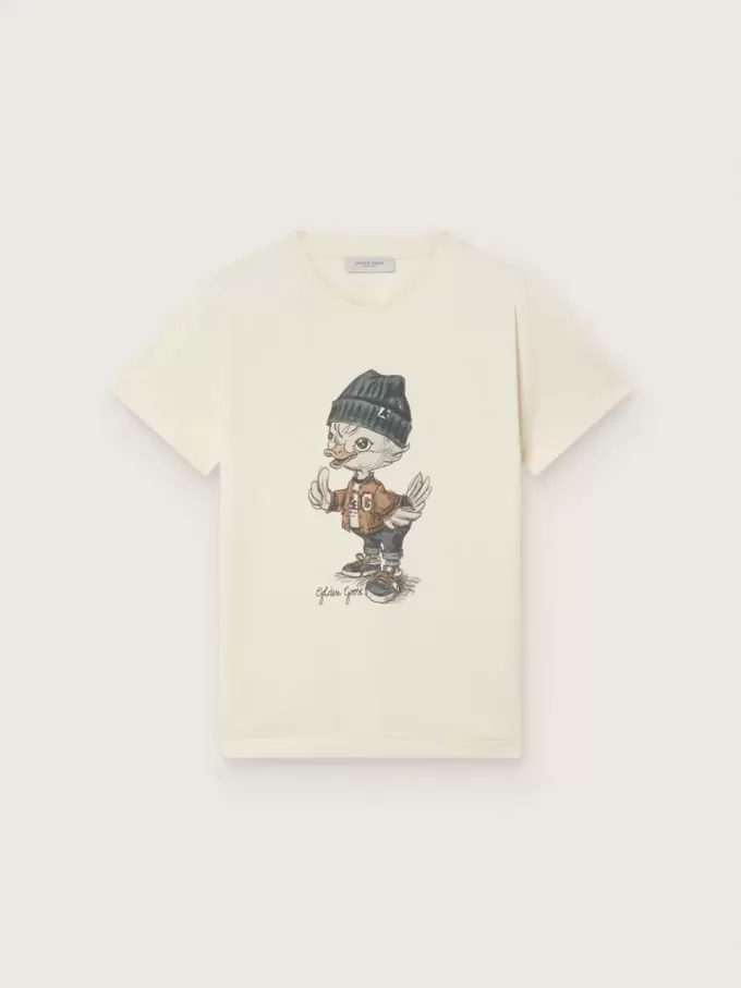 T-shirt Journey pour garçon en jersey de coton blanc avec imprimé numérique de la mascotte