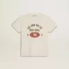 T-shirt pour garçon blanc délavé avec inscription multicolore