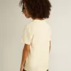 T-shirt pour garçon blanc délavé avec inscription multicolore