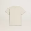 T-shirt pour garçon blanc délavé avec inscription multicolore