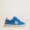 Teen Ball Star en daim bleu clair avec étoile et languette au talon en nubuck gris